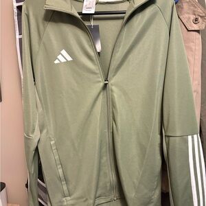 Ladies Adidas Olive Green Zip-Up Jacket